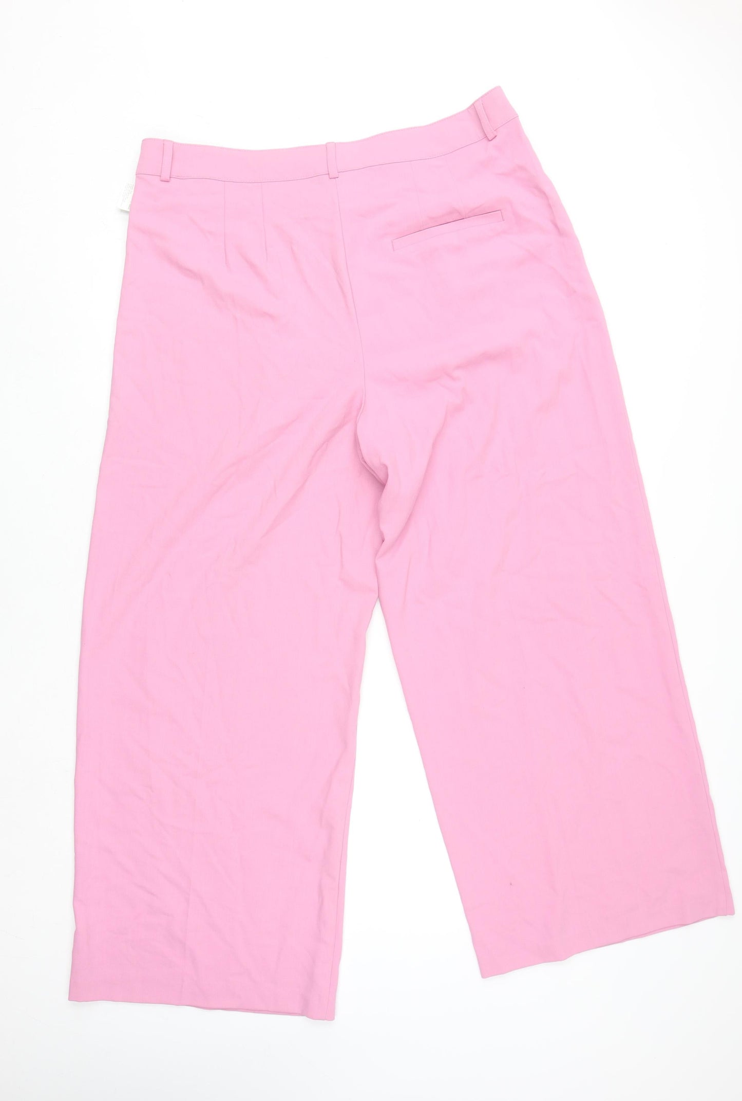 Marks and Spencer Women Pink Wide-Leg Trousers Size 18 Regular