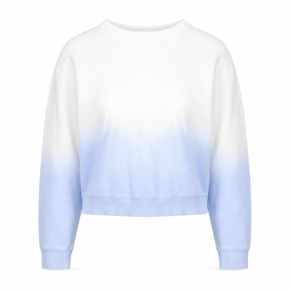Hush Womens Blue White Dip Dye Cotton Pullover Sweatshirt Size S