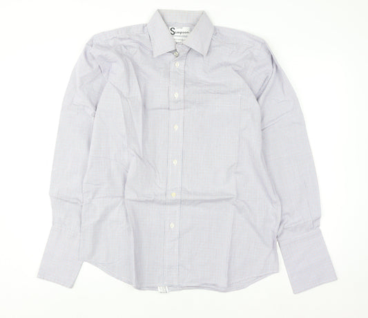 Simpson Piccadilly Men's Blue Check Cotton Long Sleeve Button-Up Shirt 15 M