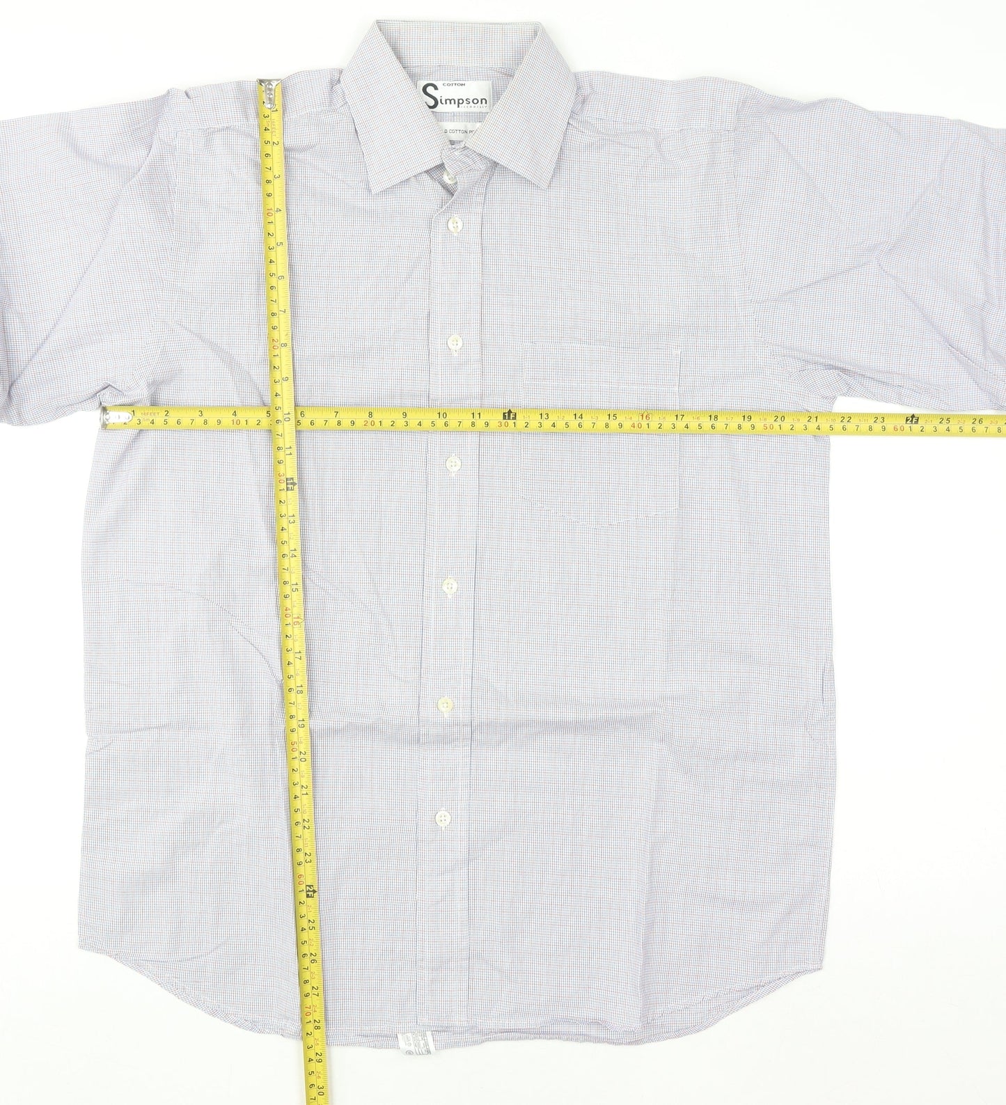 Simpson Piccadilly Men's Blue Check Cotton Long Sleeve Button-Up Shirt 15 M