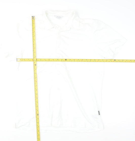 DeFacto Men's White Cotton Stretch Regular Fit Short Sleeve Polo L