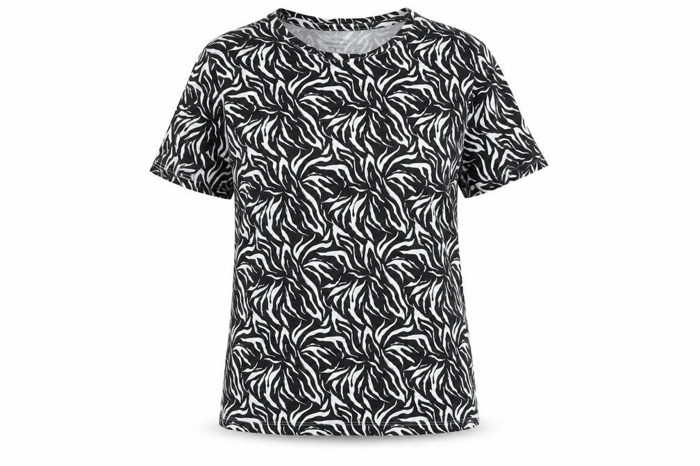 Dunnes Women’s Black Zebra Print Cotton T-Shirt M