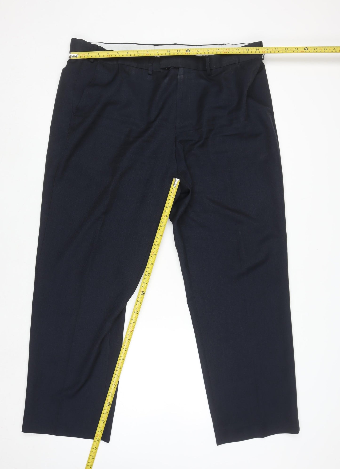 Dunnes Stores Men's Navy 42in Regular Fit Dress Trousers