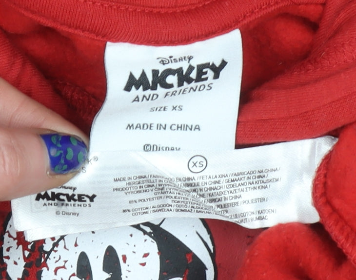Disney Mickey Mouse Red XS Women's Christmas Pullover Hoodie