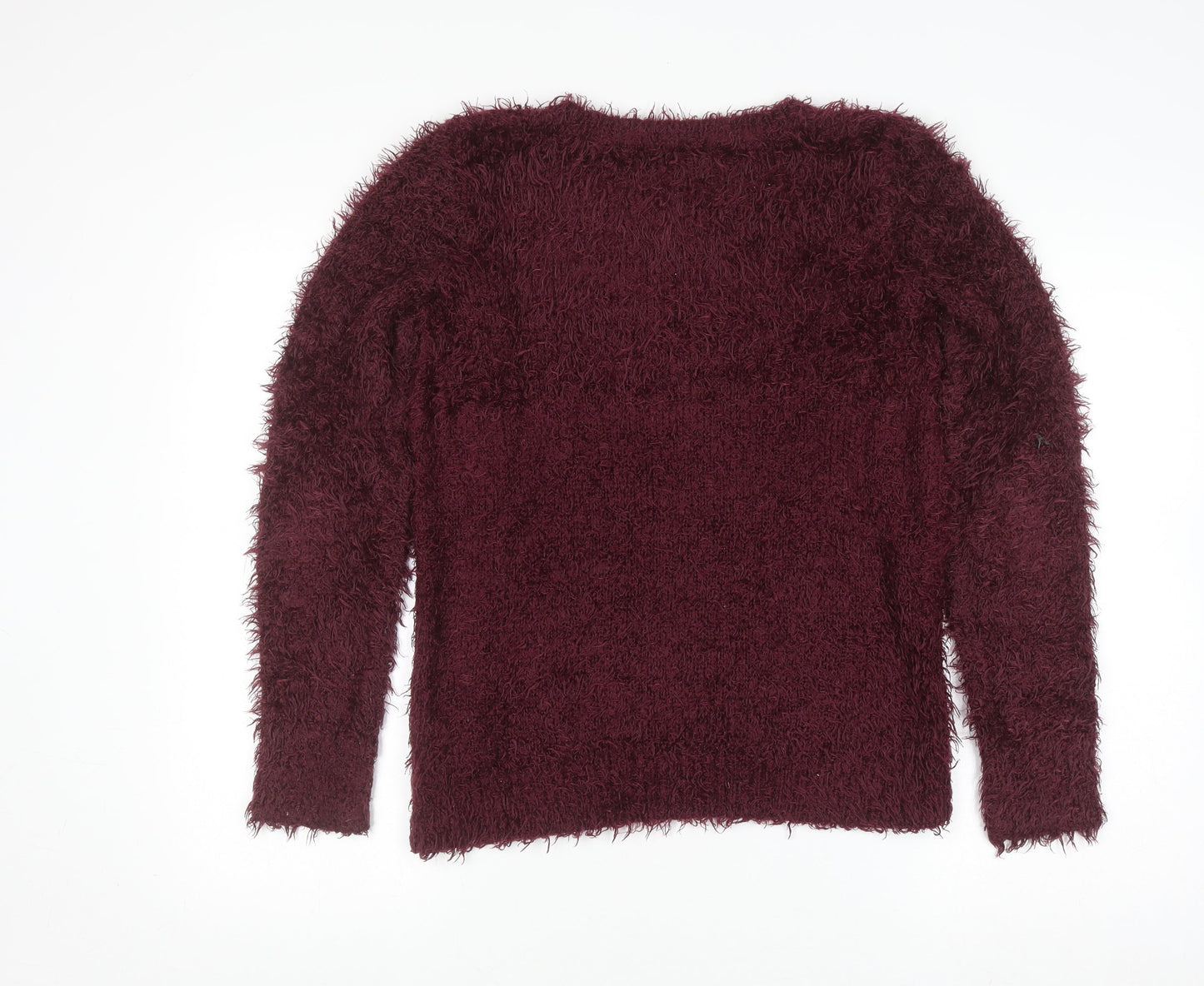 Dunnes Womens Red Bow Fuzzy Crew Neck Long Sleeve Jumper Size S
