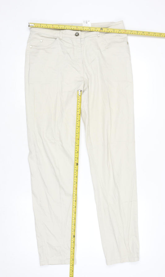 Paz Torras Women’s Beige Chino Trousers Size 14 Cotton Stretch
