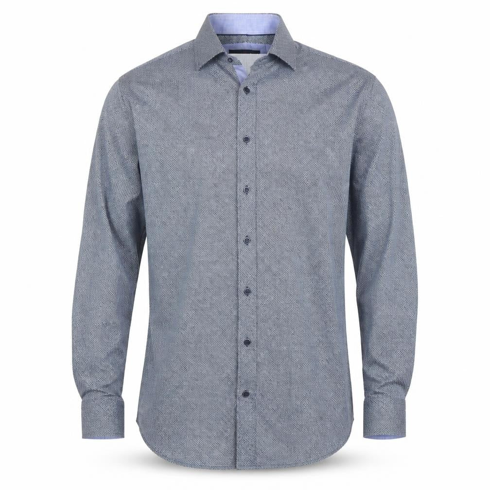 Amper & Sand Men's Blue Cotton Long Sleeve Button-Up Shirt M