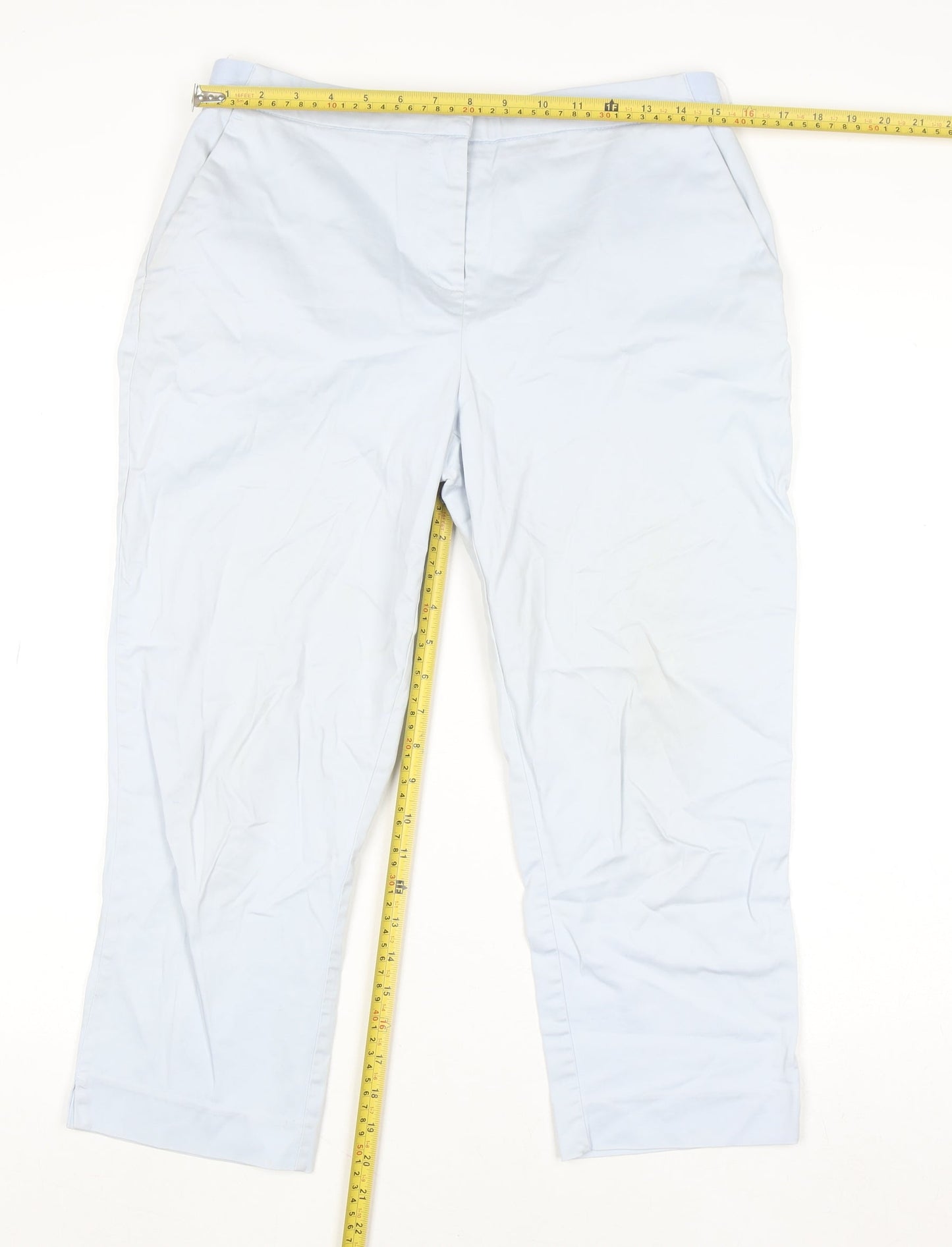 Dunnes Women Blue Cotton Stretch Chino Trousers Size 12