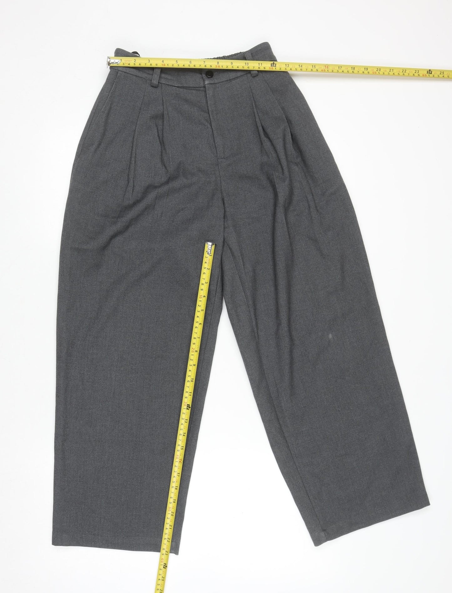 SC Women Grey Pleated Wide-Leg Trousers Size S Workwear