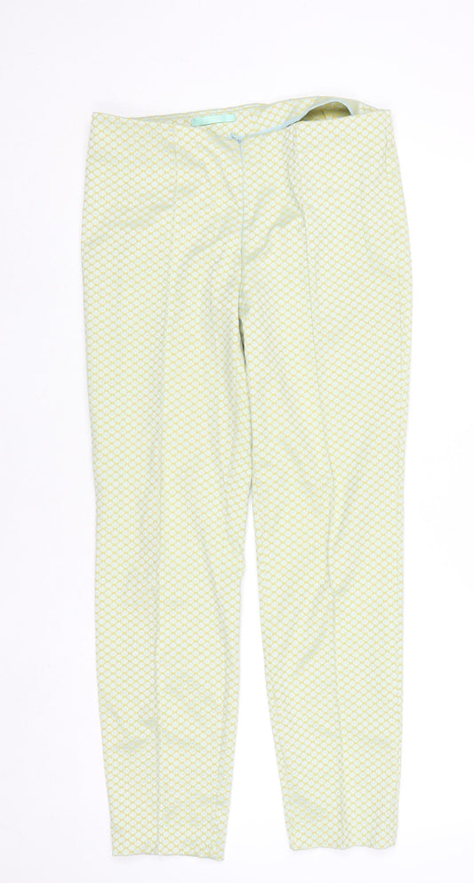 Steilmann Women’s Yellow Geometric Slim Tapered Trousers Size 12