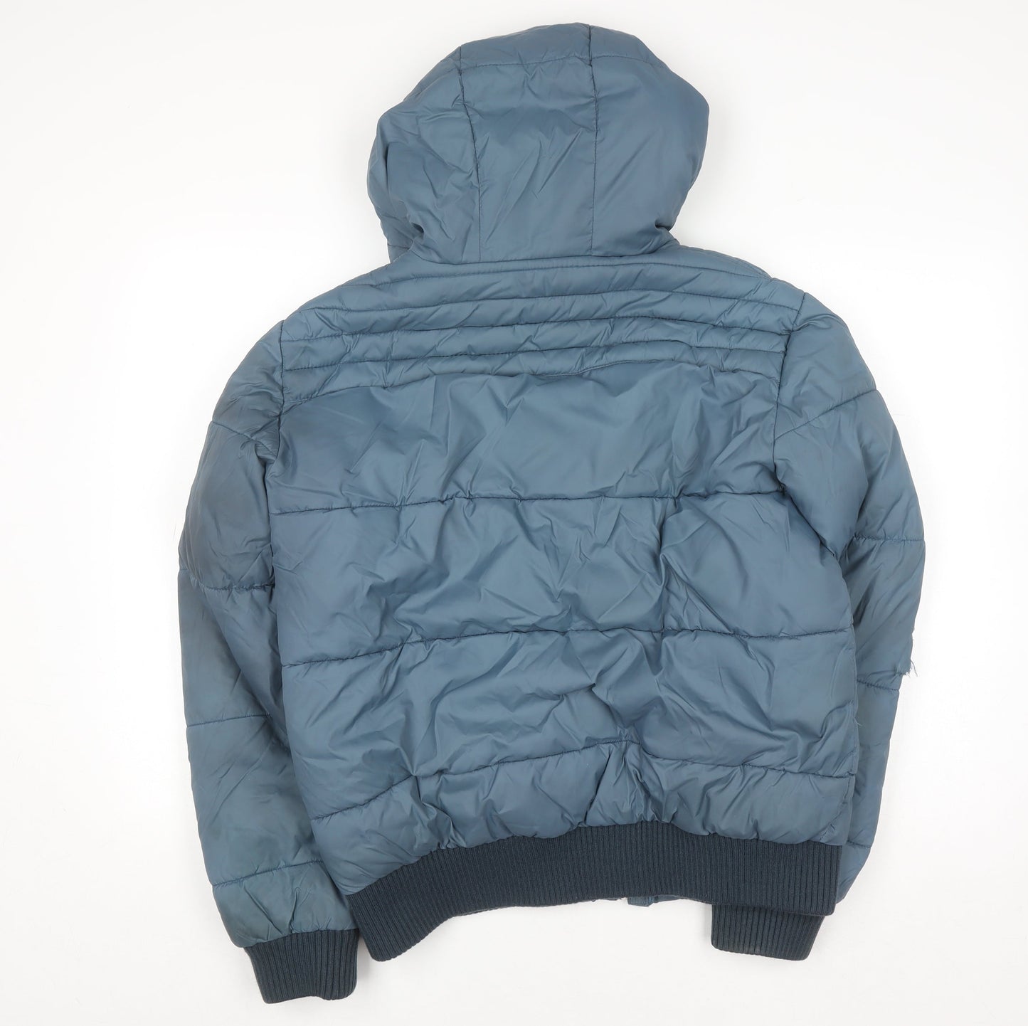 H&M L.O.G.G. Men's Blue Hooded Puffer Jacket Size M Winter Casual