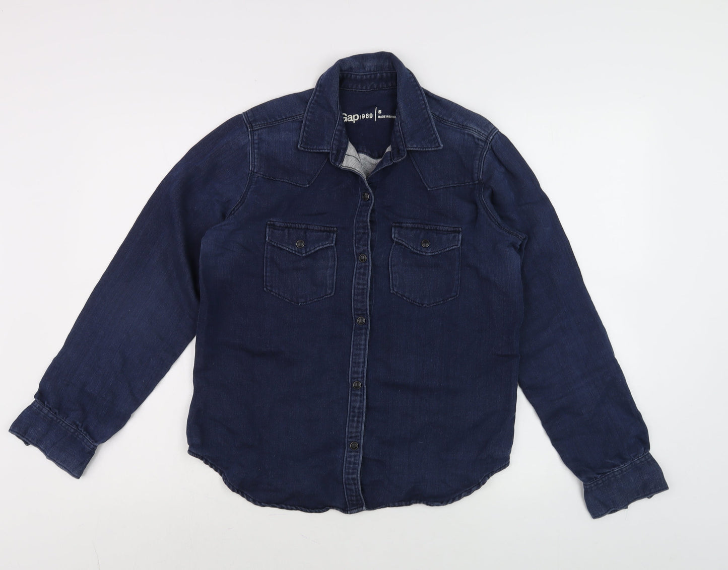 Gap Men’s Blue Denim Long Sleeve Button-Up Shirt Size S
