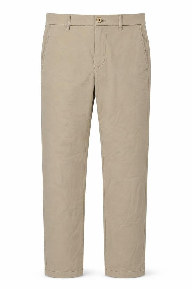 Front view of St. Bernard for Dunnes Stores Men's Beige Slim Fit Chino Trousers 30W 30L