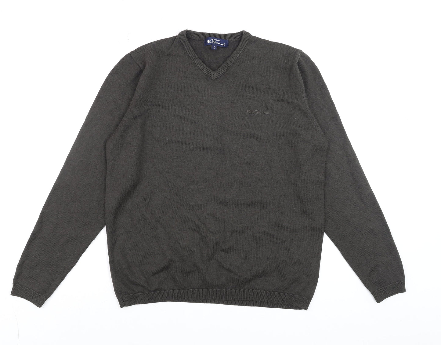 Ben Sherman Men's Brown V-Neck Wool Blend Jumper Size M