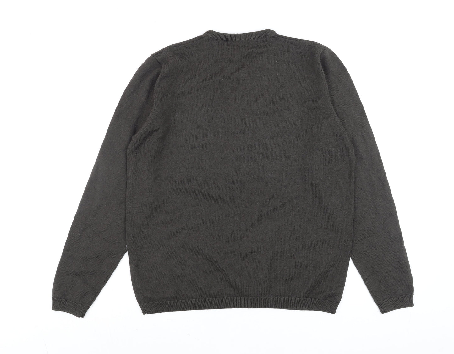 Ben Sherman Men's Brown V-Neck Wool Blend Jumper Size M