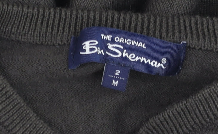 Ben Sherman Men's Brown V-Neck Wool Blend Jumper Size M