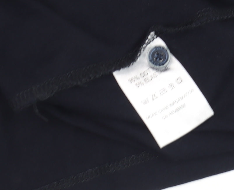 Remus Uomo Men's Black Long Sleeve Polo Shirt Size L Cotton Stretch