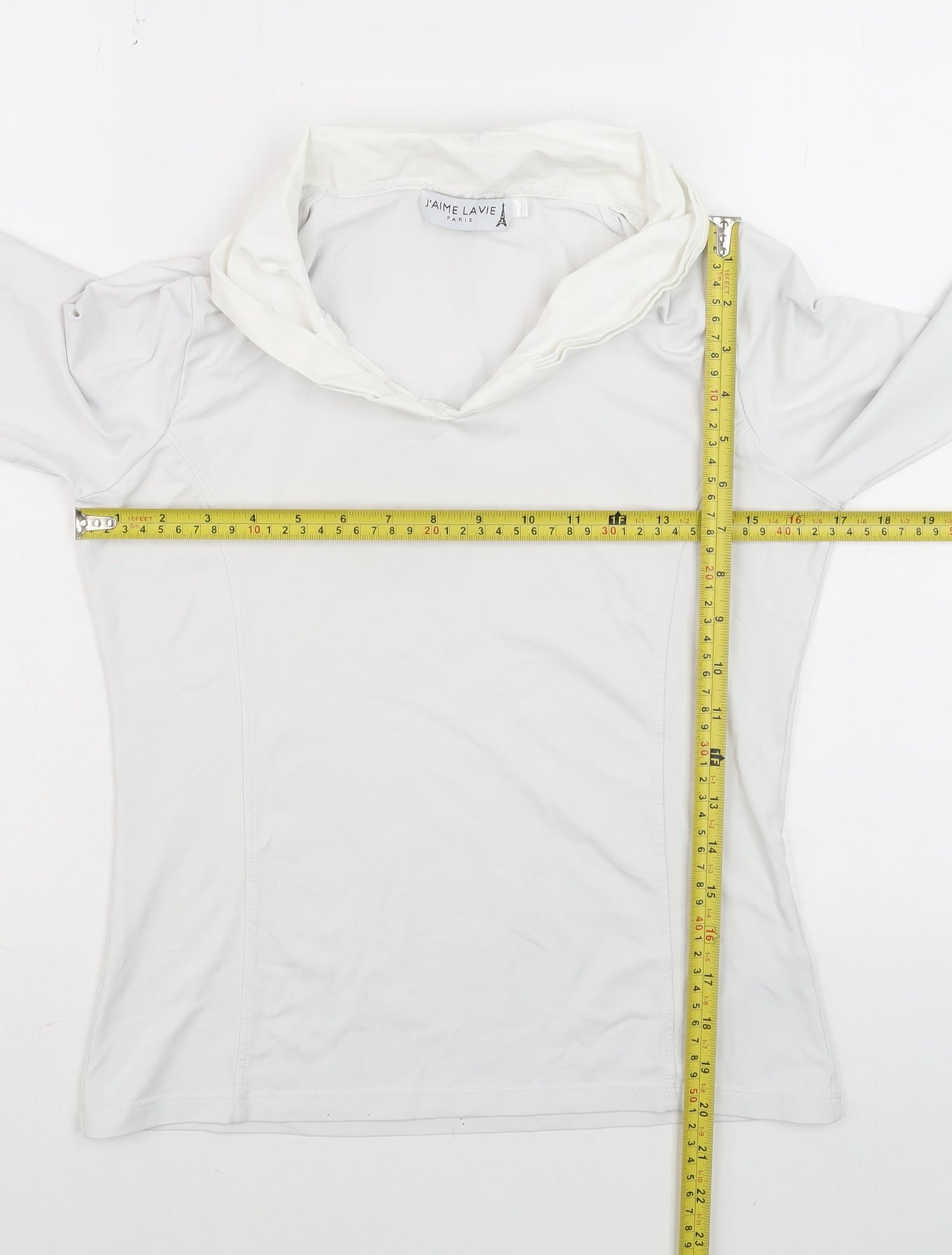 J'aime Lavie Women’s White Cowl Neck 3/4 Sleeve Stretch Blouse M