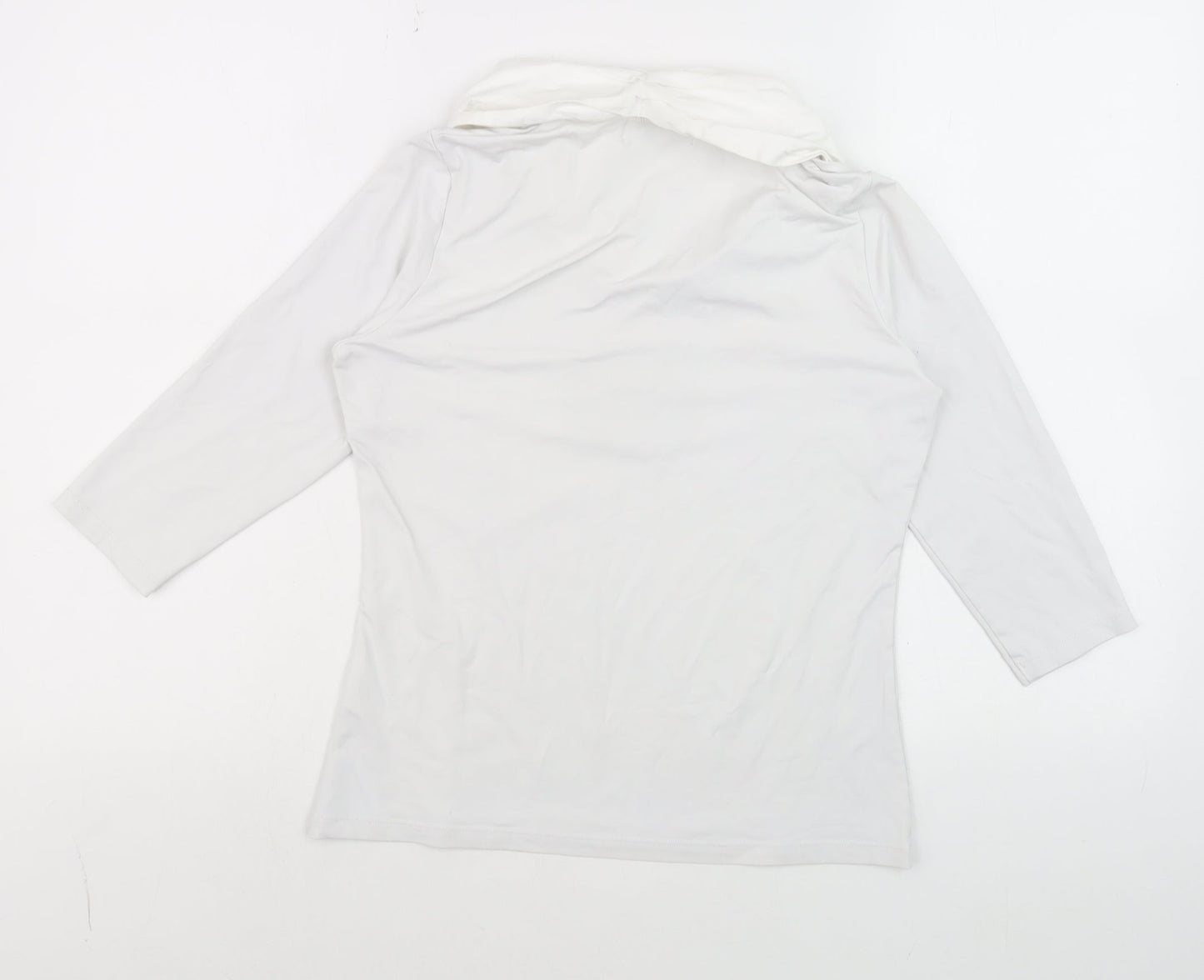 J'aime Lavie Women’s White Cowl Neck 3/4 Sleeve Stretch Blouse M