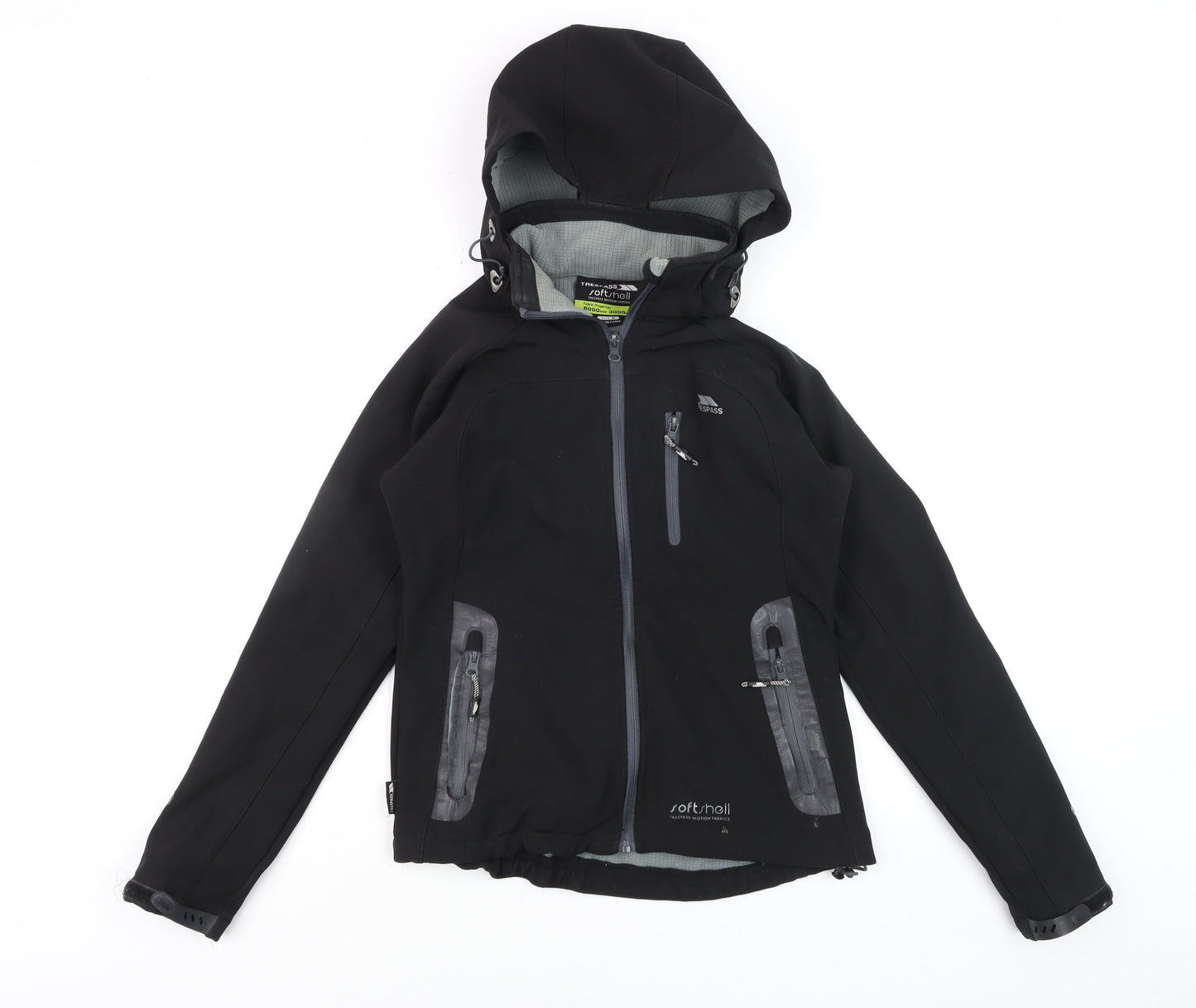 Trespass Men's Black Soft Shell Waterproof Hooded Jacket Size S