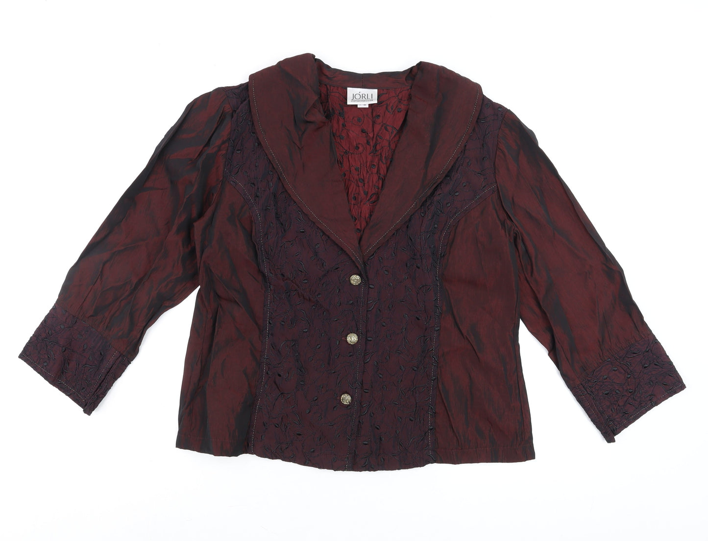 Jorli Women’s Brown Embroidered Tunic Blouse Size 14 3/4 Sleeve