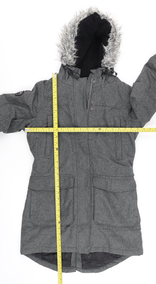 Trespass Men's Grey XS Waterproof Winter Parka Coat Faux Fur Hood