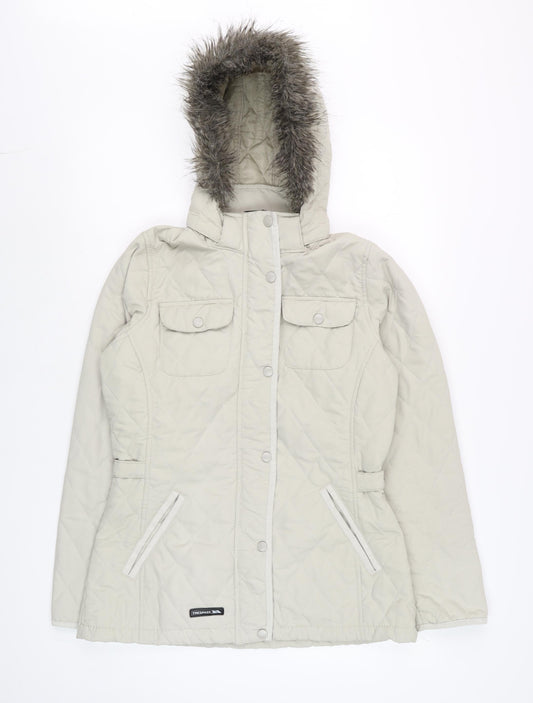 Trespass Women's Beige Quilted Hooded Puffer Jacket Size S