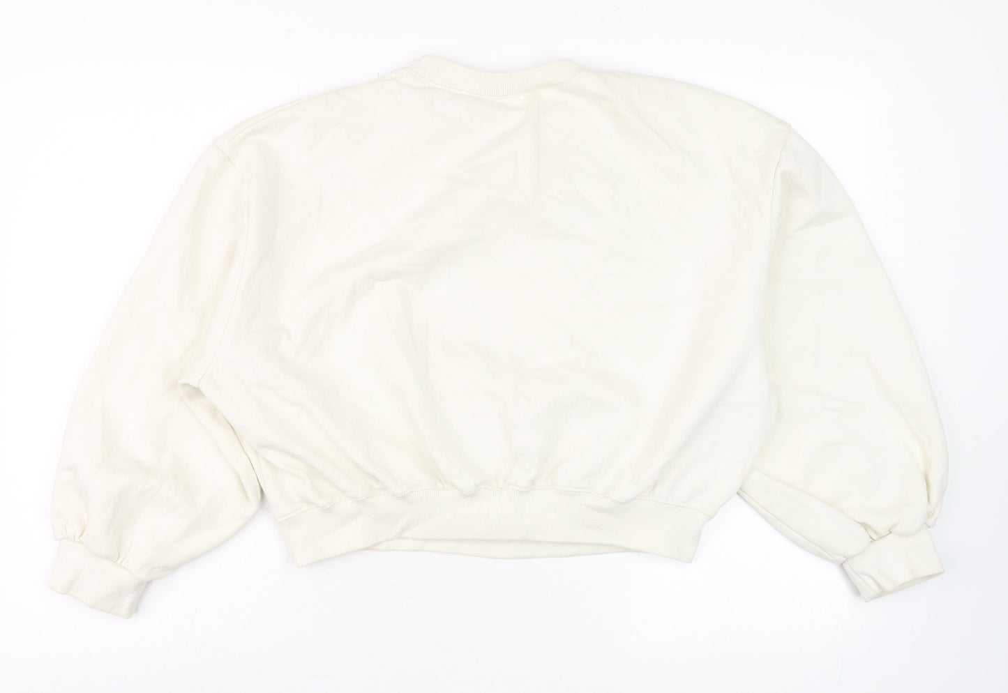 Zara Women Ivory Crew Neck Pullover Sweatshirt Size M