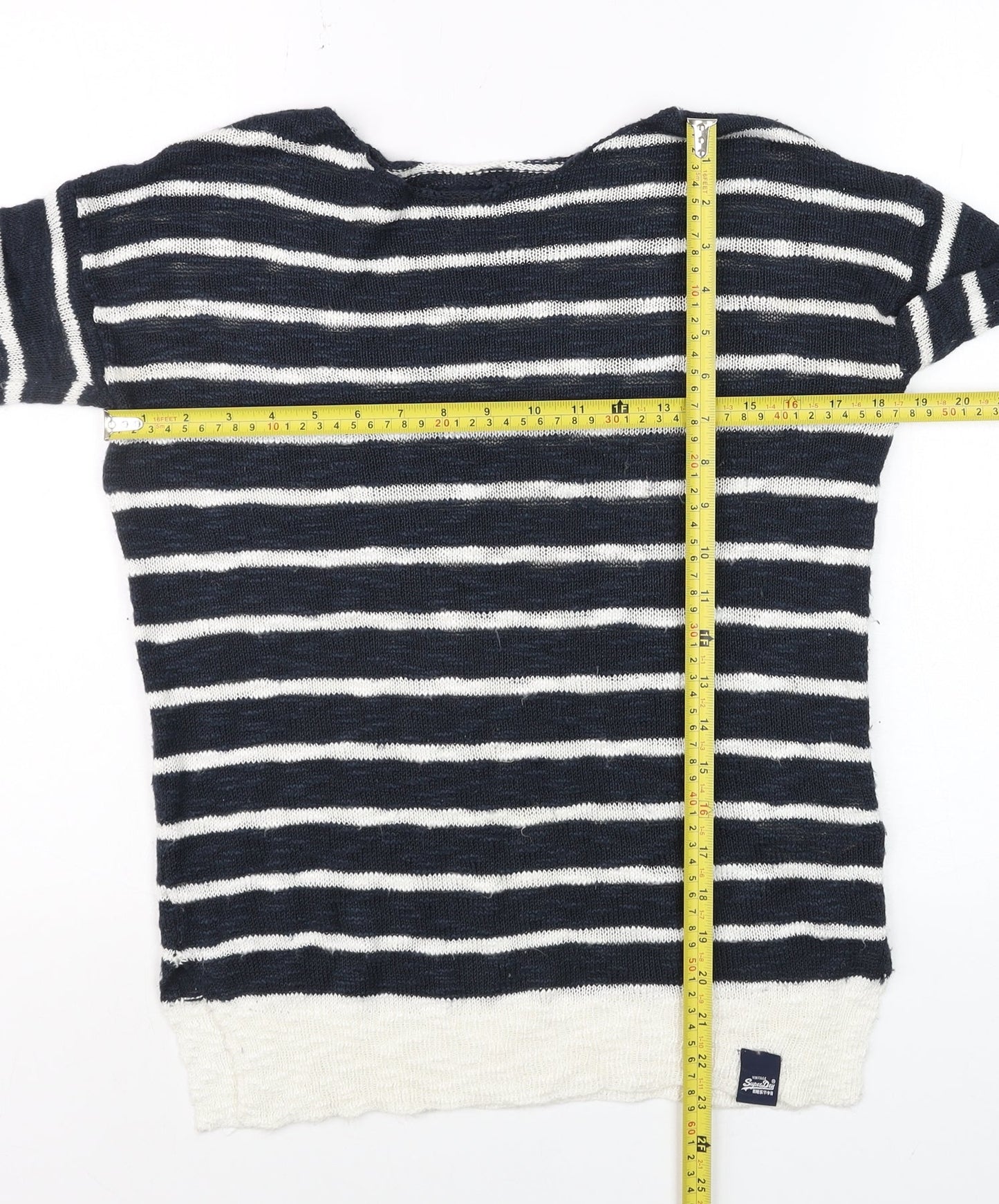 Superdry Womens Blue White Striped Knit Pullover Jumper XS