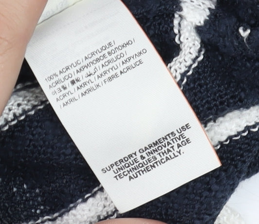 Superdry Womens Blue White Striped Knit Pullover Jumper XS