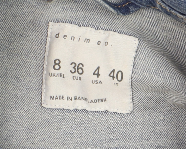 Denim Co. Women's Blue Cropped Denim Jacket Size 8