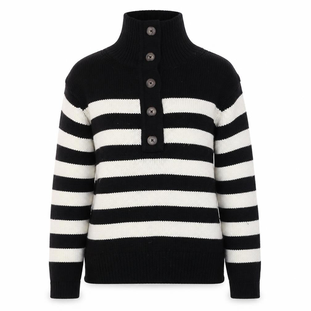 Marks and Spencer Per Una Women's Black Striped High Neck Jumper Size S