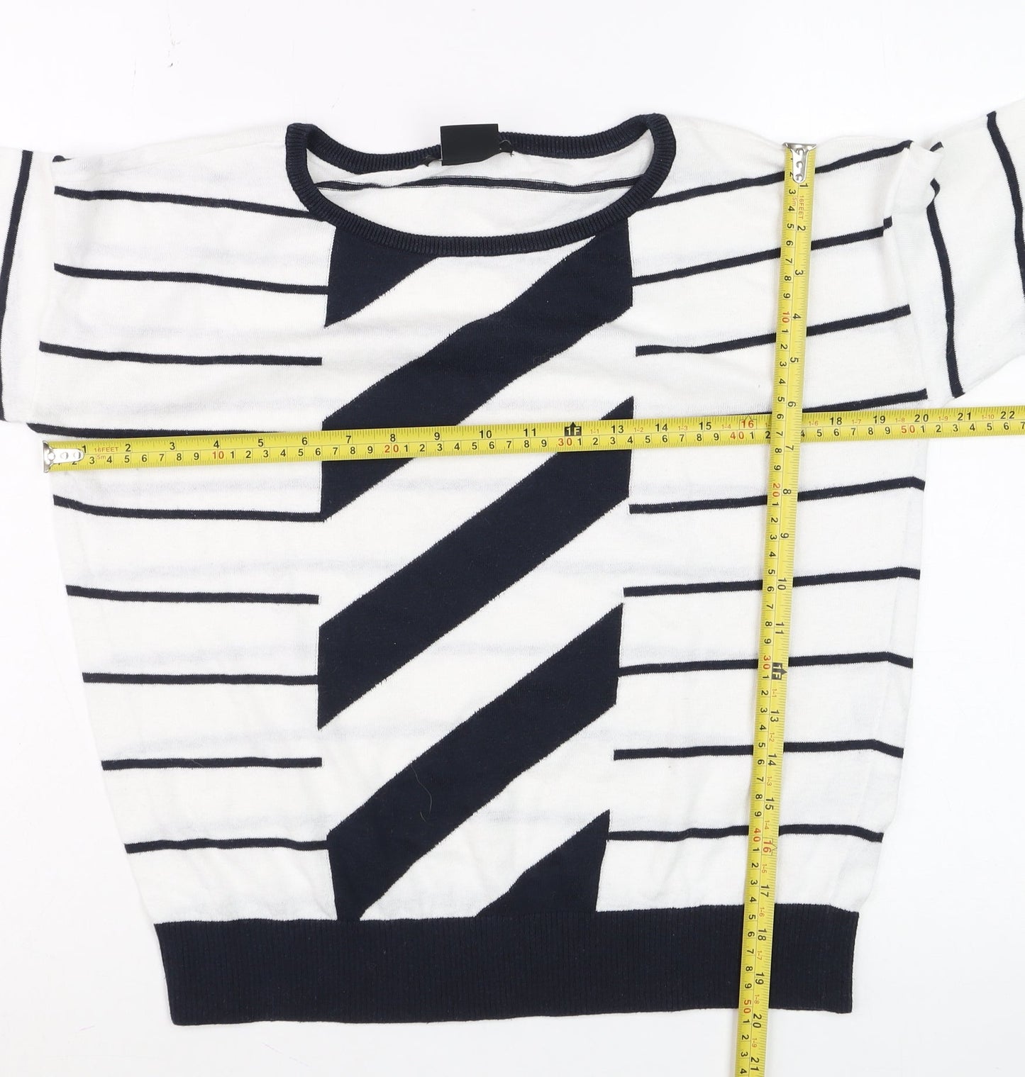 Armani Exchange Men's White Striped Cotton Pullover Jumper Size S