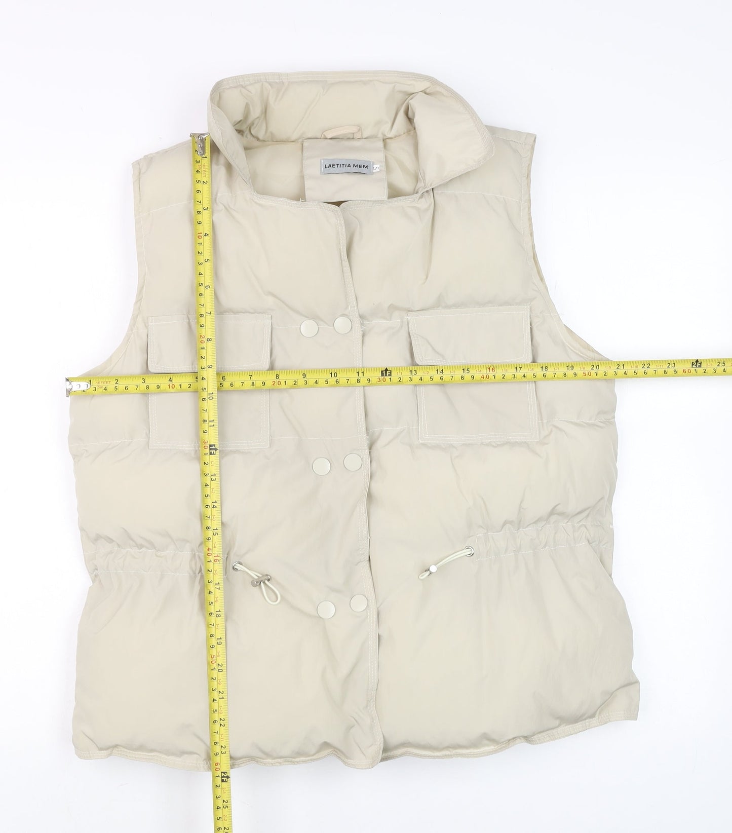 Laetitia Mem Men's Beige Puffer Waistcoat Vest S Regular Fit Outdoor