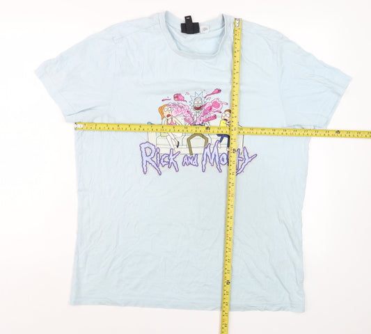 H&M Men's Blue Rick and Morty Graphic T-Shirt Size M Regular Fit