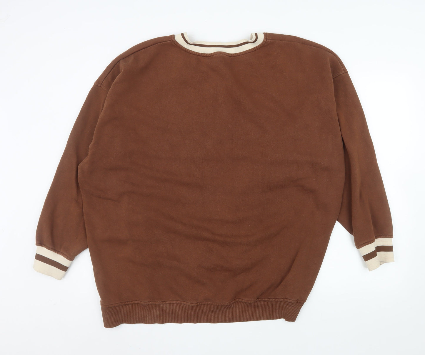Primark Womens Brown V-Neck Pullover Sweatshirt XL Together Print