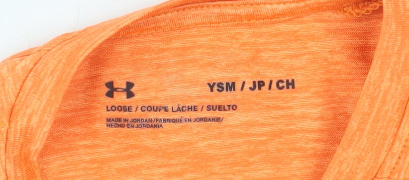 Under Armour Boys Orange Short Sleeve Performance T-Shirt Size 8 Years