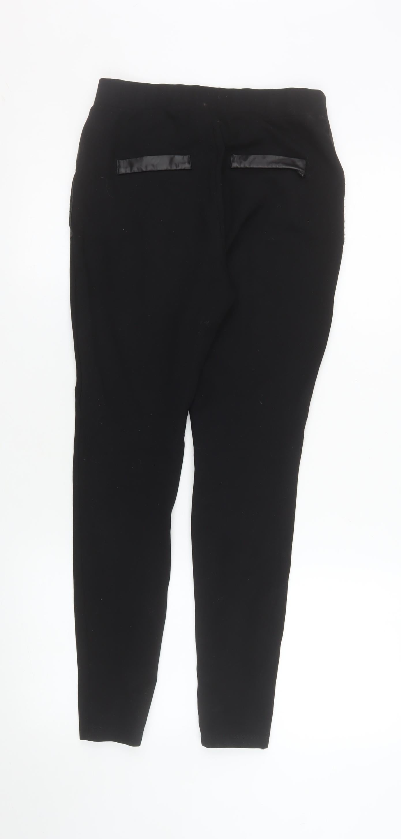 Calzedonia Women’s Black Faux Leather Trim Slim Leg Leggings M