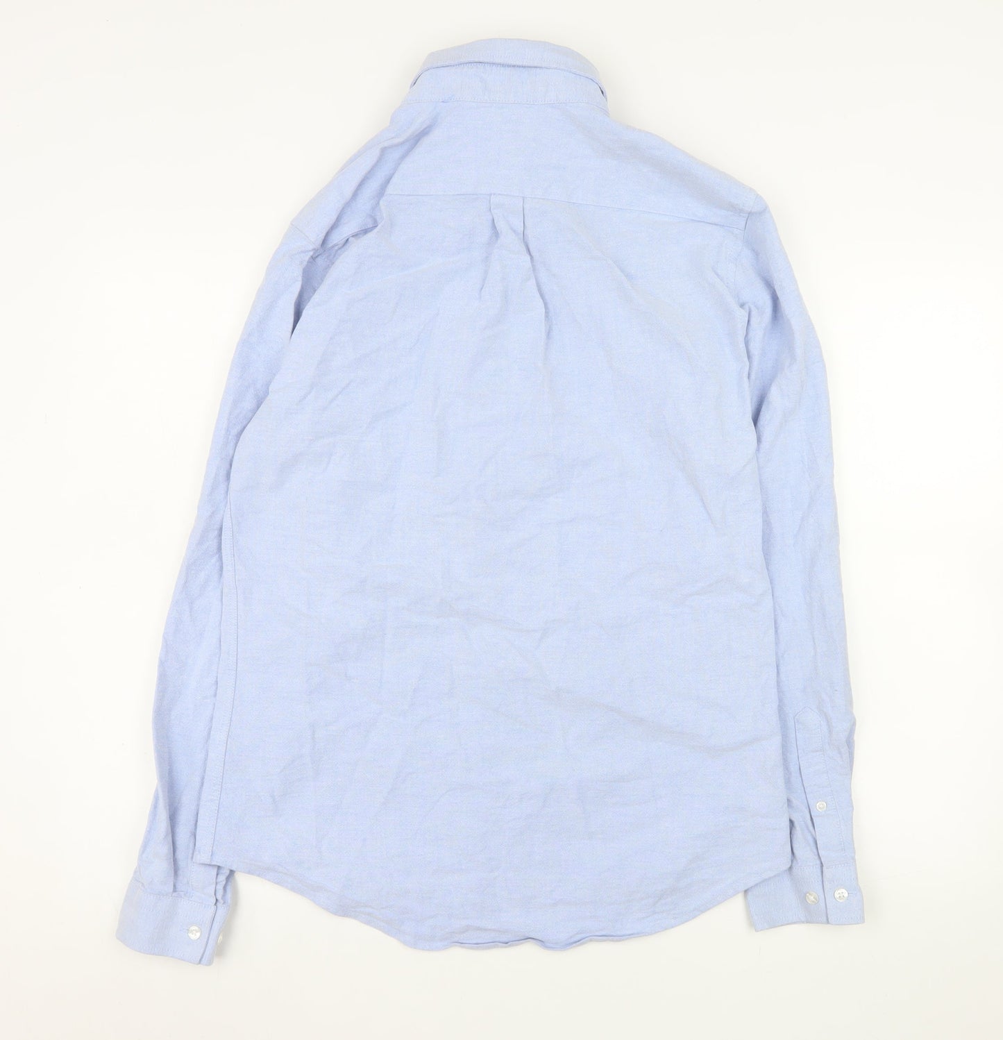 River Island Men's Blue Button-Down Long Sleeve Cotton Shirt M Formal