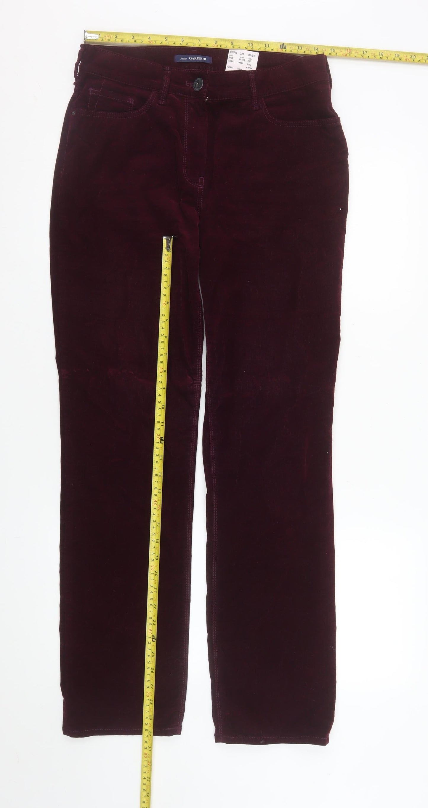Atelier Gardeur Womens Purple Corduroy Stretch Trousers Size 12
