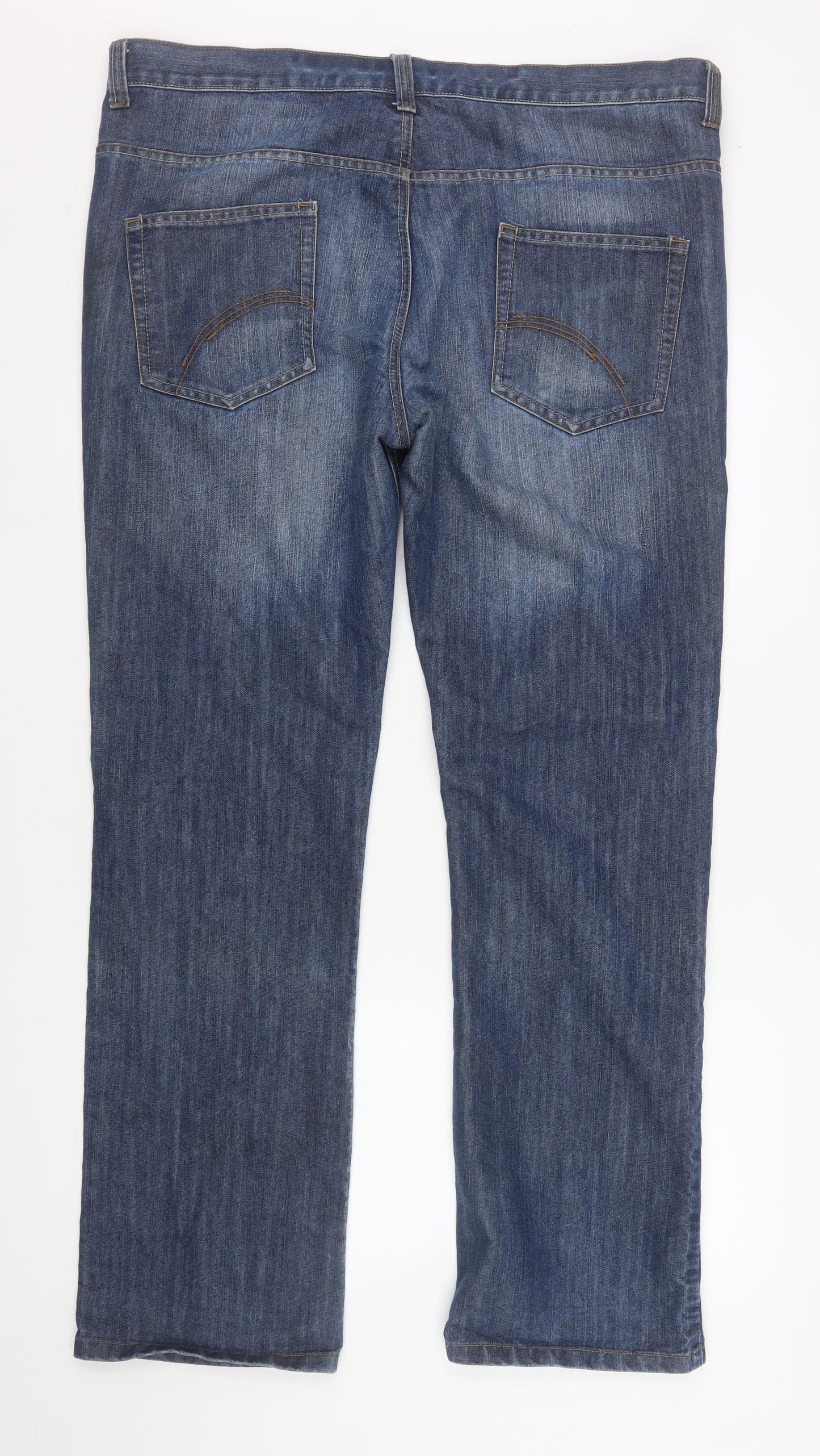 Denim Co. Men's Blue Straight Jeans 38W 32L Cotton Blend Classic Fit