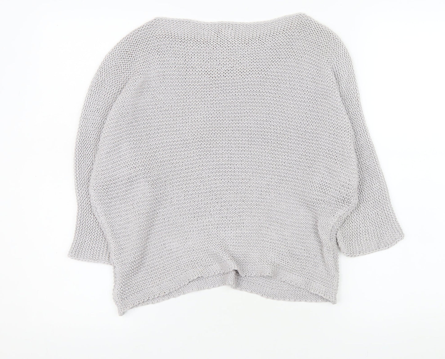 Carina Ricci Women Grey Beaded Knit Boat Neck Jumper Size S