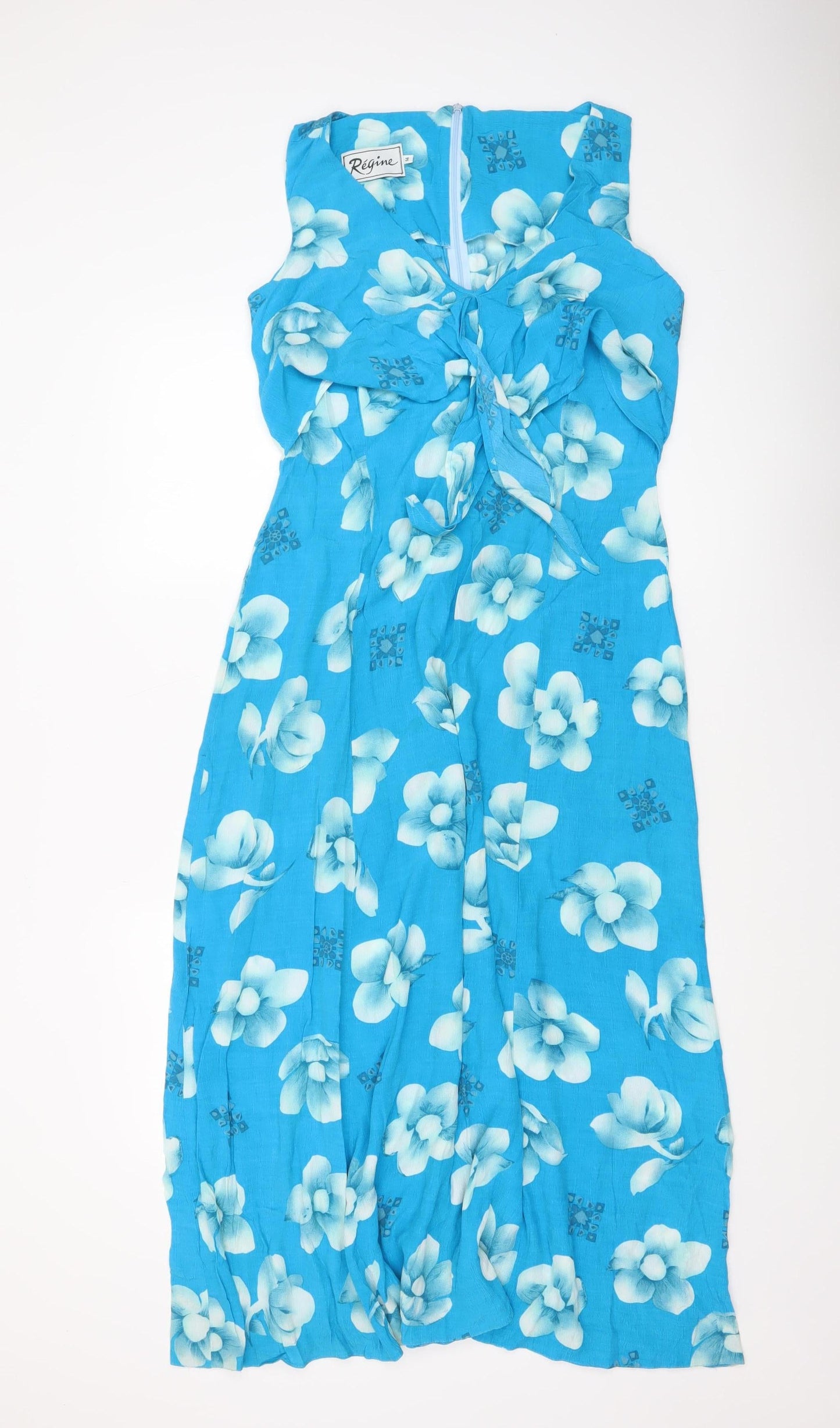 Régine Women’s Blue Floral Sleeveless Fit & Flare Midi Dress Size 14