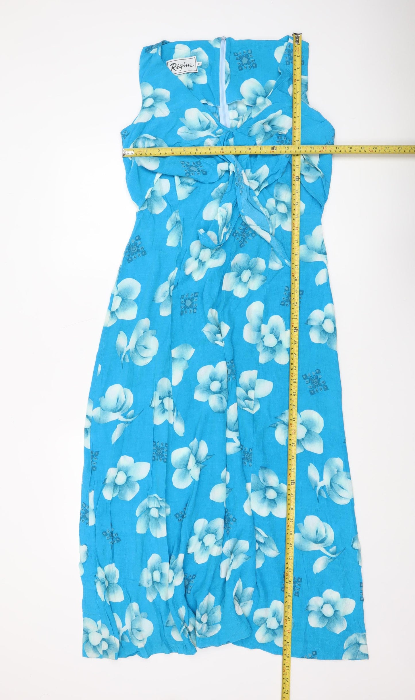 Régine Women’s Blue Floral Sleeveless Fit & Flare Midi Dress Size 14