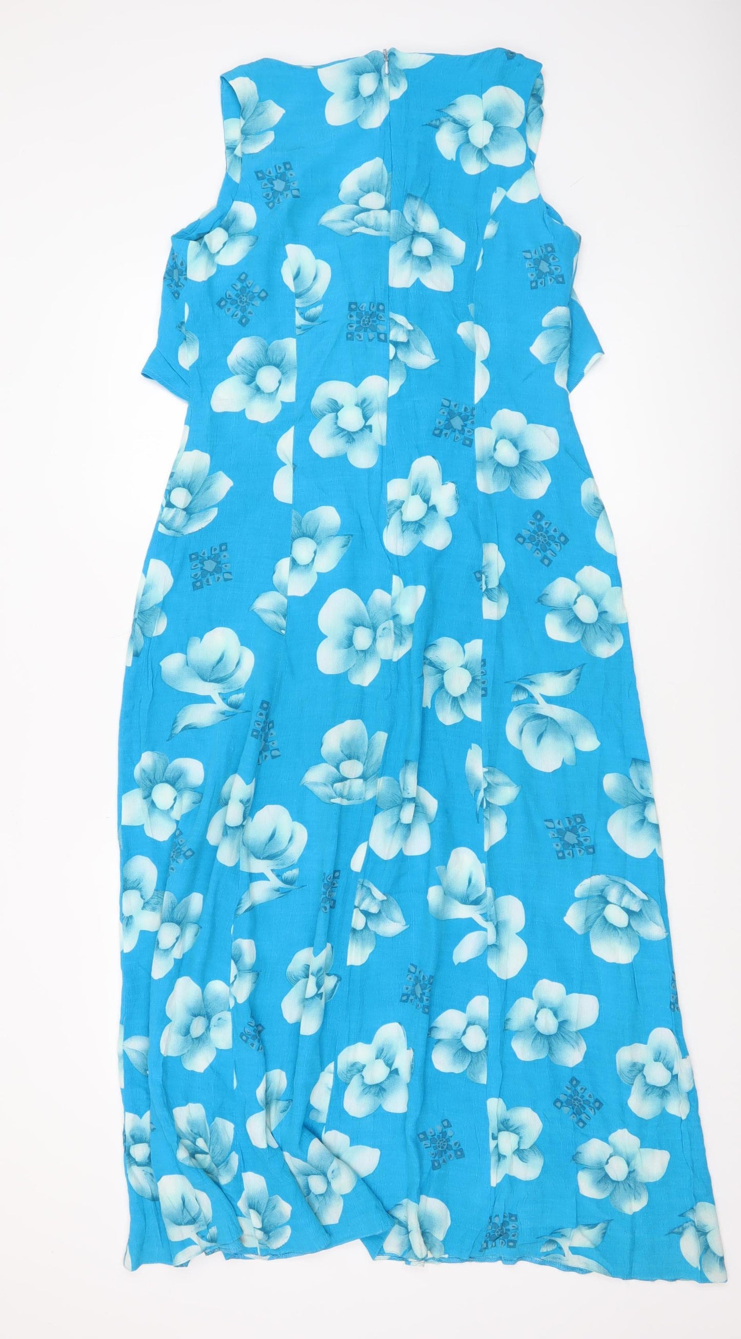 Régine Women’s Blue Floral Sleeveless Fit & Flare Midi Dress Size 14