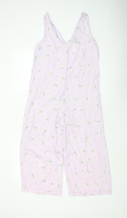 New Look Women’s Purple Floral Cotton Sleeveless Jumpsuit UK 12