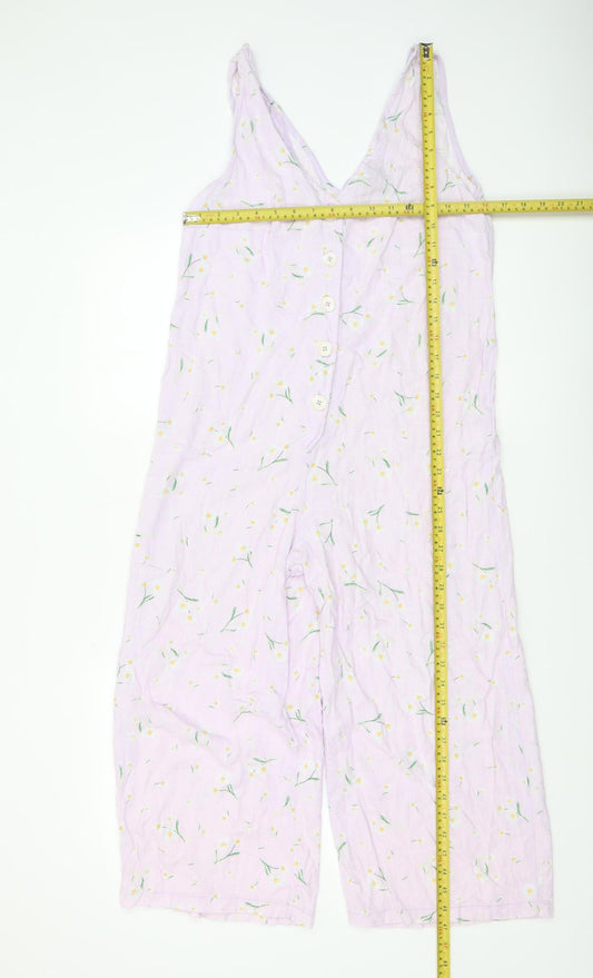 New Look Women’s Purple Floral Cotton Sleeveless Jumpsuit UK 12