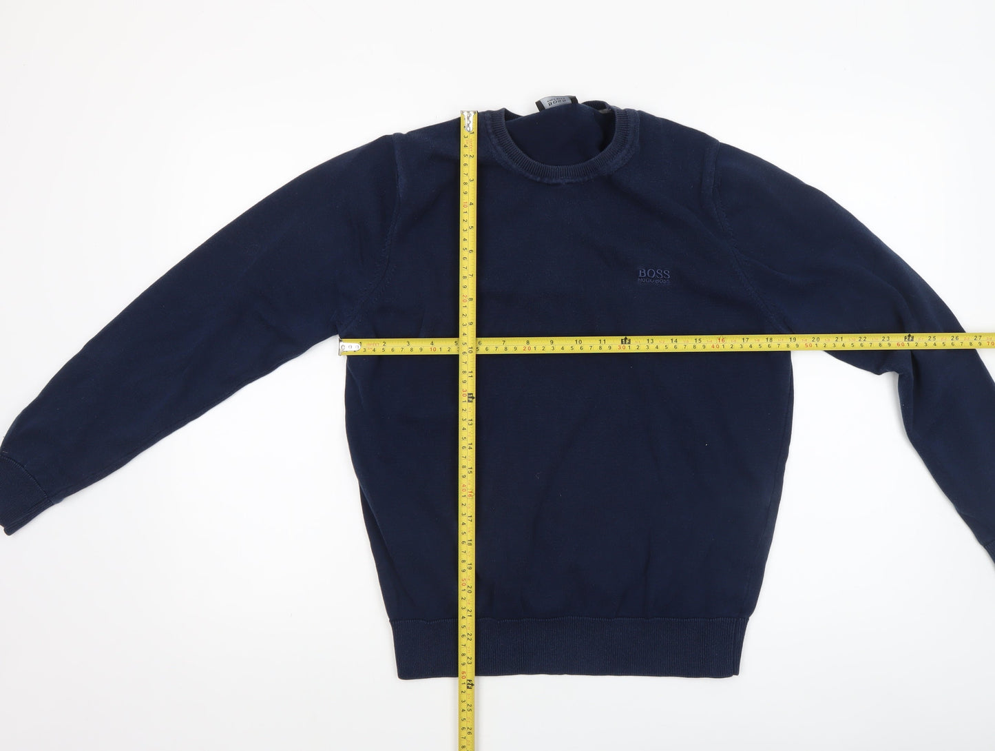 Hugo Boss Men’s Blue Cotton Crew Neck Pullover Jumper Size M