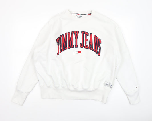 Tommy Jeans Women's White XL Crew Neck Pullover Sweatshirt