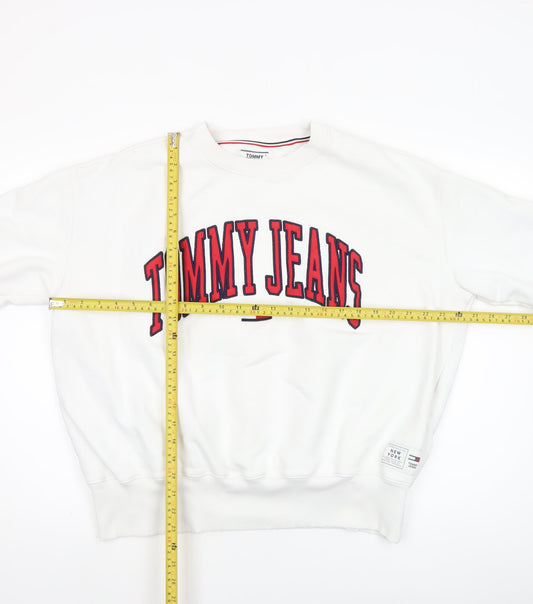Tommy Jeans Women's White XL Crew Neck Pullover Sweatshirt
